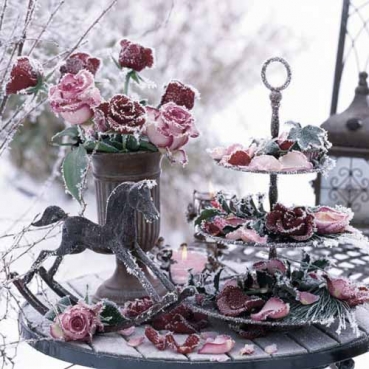 20er Pack Servietten Winter Rosen, 33 x 33 cm