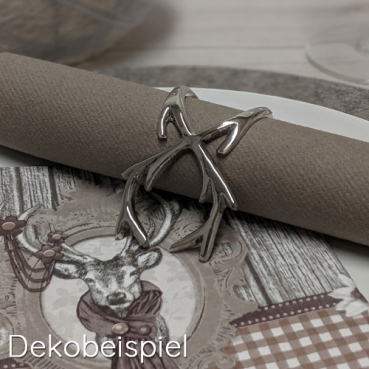 Serviettenring Hirschgeweih in Silber, 65 mm