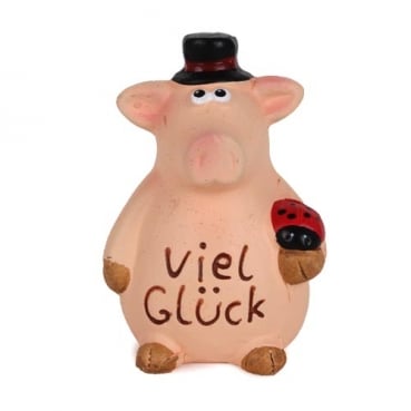 Silvester Glückbringer, Schwein mit Marienkäfer, 70 mm