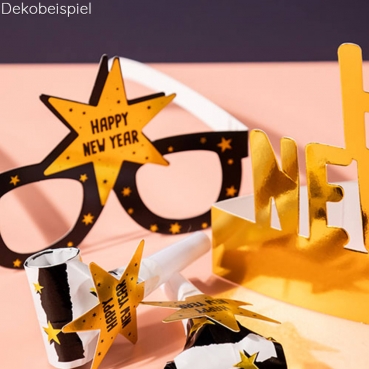 28 tlg. Party Set Silvester -Happy New Year- Dekobeipsiel für das 28 tlg. Party Set Silvester -Happy New Year-.