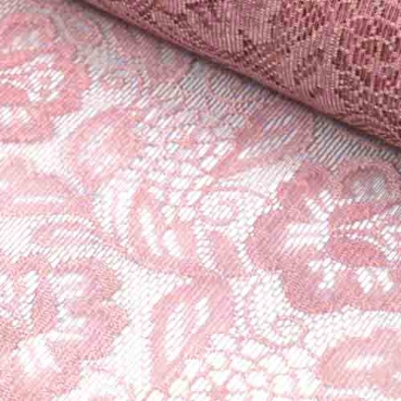 5 Meter Sizolace® Tischläufer, Spitze in Pastellrosa, 30 cm Nahaufnahme Sizolace® Tischläufer, Spitze in Pastellrosa, Breite 30 cm.