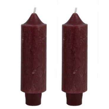 2 Stabkerzen Rustic, dick in Beere, 125 x 35 mm