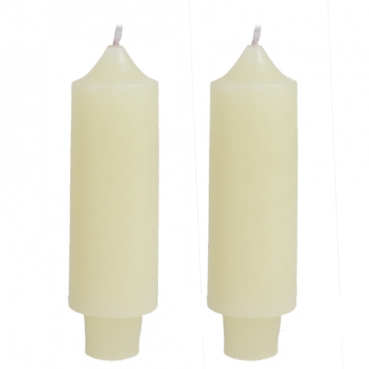 2 Stabkerzen Rustic, dick in Creme, 125 x 35 mm