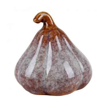 Steingut Kürbis in Beige/Braun glasiert, 92 mm