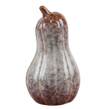 Steingut Kürbis, spitz in Beige/Braun glasiert, 15 cm