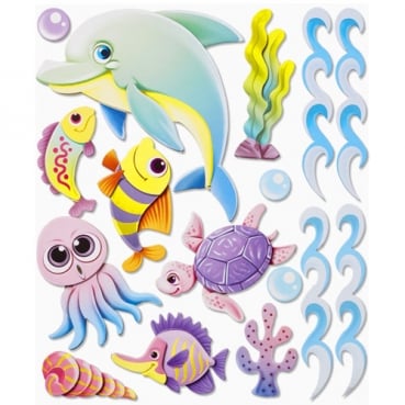 XXL 3D-Sticker Lustige Meerestiere