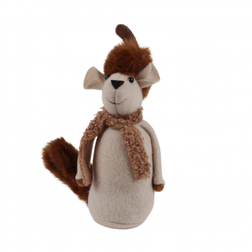 Stoff Winter Maushörnchen mit Schal in Hellbraun, gefüllt mit Sand, 16 cm