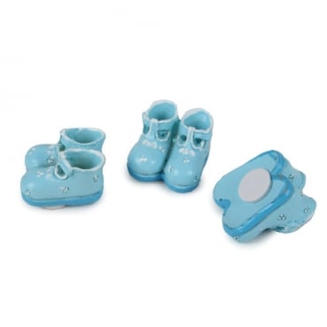 3 Streudeko Taufe, Baby Schuhe in Hellblau, 24 mm