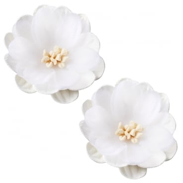 2 Florella Blumen handgemacht in Weiß, 45 mm