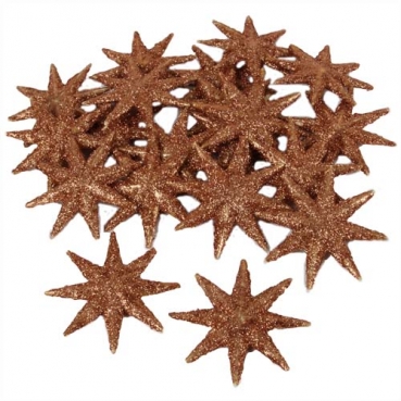 20 Deko Weihnachtssterne in Roségold-Kupfer glitzernd, 50 mm