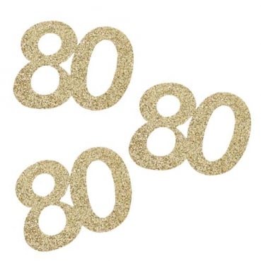 10 Streuteile Geburtstag -80- in Gold glitzernd, 55 mm