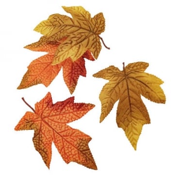 12 Streudeko Textil Herbst Blätter in Grün/Orange, 14 cm