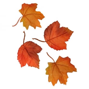 12 Streudeko Textil Blätter Mix, Herbst in Rot/Orange, 9 - 11,5 cm