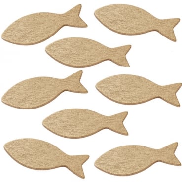 15 Holz Streuteile Fische in Gold