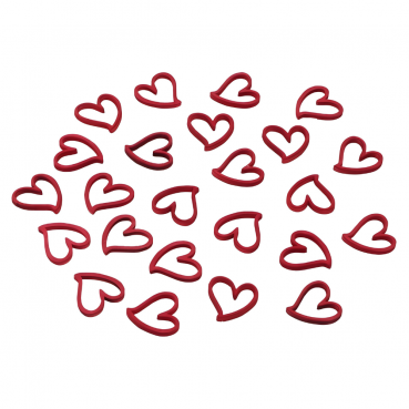 24 Streudeko Holz Herzen, offen in Rot, 20 mm
