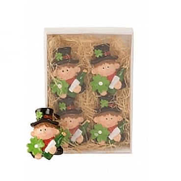 4 Streudeko Silvester Schornsteinfeger, Kleeblatt & Sekt mit Klebepunkt, 43 mm