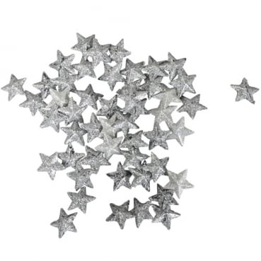 50 Streudeko Weihnachtssterne in Silber glitzernd, 20 mm