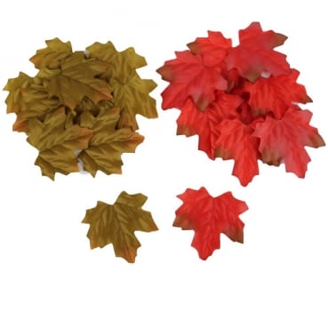 20 Streudeko Textil Ahornblätter, Herbst in Rot/Grün, 55 mm
