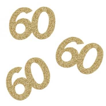 10 Streuteile Geburtstag -60- in Gold glitzernd, 60 mm