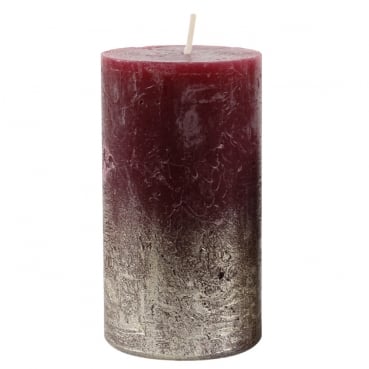 Stumpenkerze Rustic, Levi, Weihnachten in Bordeaux/Silber, 110 x 60 mm