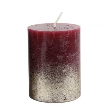 Stumpenkerze Rustic, Levi, Weihnachten in Bordeaux/Silber, 80 x 60 mm