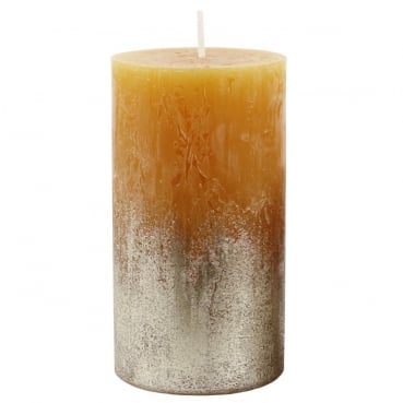 Stumpenkerze Rustic, Levi, Weihnachten in Honiggelb/Silber, 110 x 60 mm
