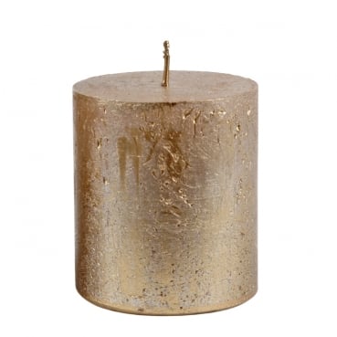 Stumpenkerze Rustic, Nova, Weihnachten in Antik-Gold, 80 x 70 mm