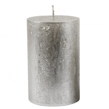 Stumpenkerze Rustic, Nova, Weihnachten in Antik-Silber, 110 x 70 mm