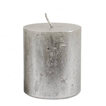 Stumpenkerze Rustic, Nova, Weihnachten in Antik-Silber, 80 x 70 mm