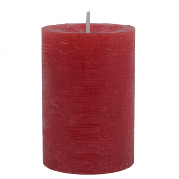 Stumpenkerze Marble rustikal in Rot, durchgefärbt, 100 x 68 mm