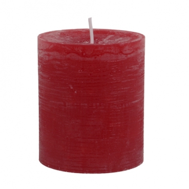 Stumpenkerze Marble rustikal in Rot, durchgefärbt, 80 x 68 mm