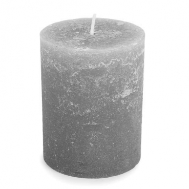 Stumpenkerze Rustic matt in Grau, durchgefärbt, 90 x 68 mm