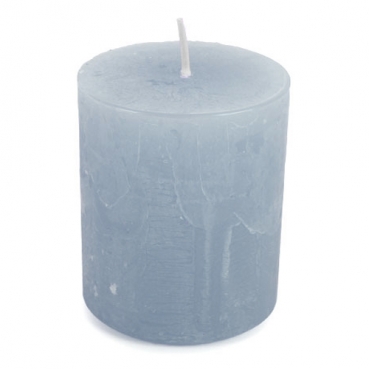 Stumpenkerze Rustic matt in Hellblau, durchgefärbt, 80 x 70 mm