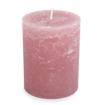 Stumpenkerze Rustic matt in Rosa, durchgefärbt, 90 x 68 mm