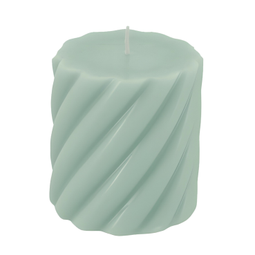 Spiral Stumpenkerze in Eukalyptus, 75 x 70 mm, 26 h Brenndauer