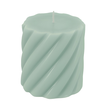 Spiral Stumpenkerze in Eukalyptus, 75 x 70 mm, 26 h Brenndauer