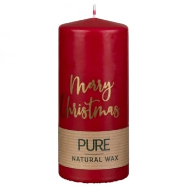 Stumpenkerze Pure, Eco, Merry Christmas, Weihnachten in Rot, 130 x 60 mm Stumpenkerze Pure, Eco, Merry Christmas, Weihnachten in Rot, 130 x 60 mm.