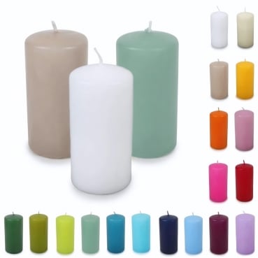 Deutsche Qualitäts Stumpenkerze 100 x 50 mm in 20 Farben