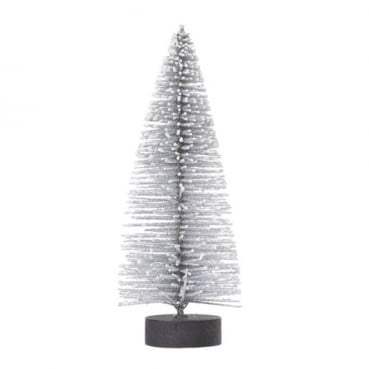 Miniatur Tannenbaum mit Schnee in Silber/Weiß, 10 cm