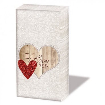 10er Pack Taschentücher - I Love You - mit Herzen