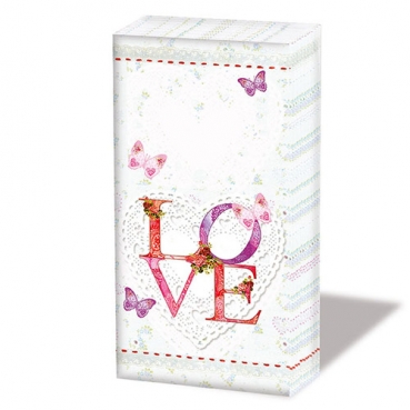 10er Pack Taschentücher Hochzeit, Love, Schmetterlinge