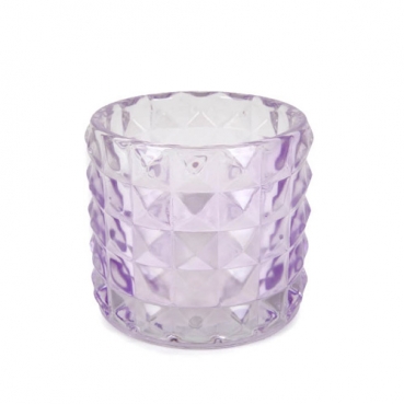Kleines Kerzenglas, Teelichtglas Kristall, Diamant in Flieder, 67 mm
