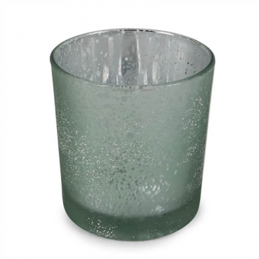 Teelichtglas gesprenkelt mit Glitzereffekt in Mintgrün, verspiegelt, 80 mm