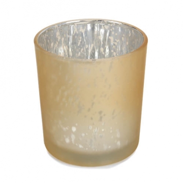 Teelichtglas gesprenkelt in Gold, verspiegelt, 80 mm