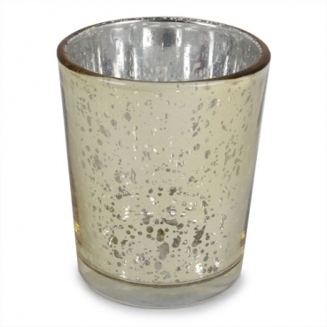 Teelichtglas in Gold glänzend, verspiegelt, 67 mm
