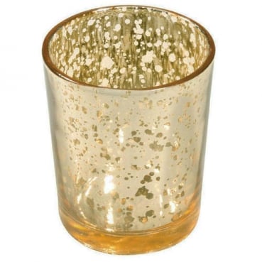 Teelichtglas in Gold verspiegelt, 67 mm