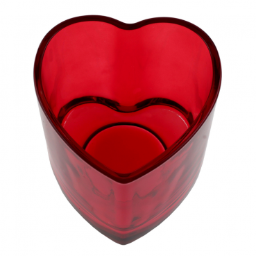 Teelichtglas Herzform in Rot, 78 mm