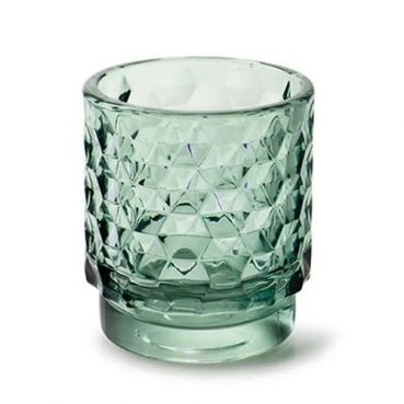 Teelichtglas, Windlicht mit Wabenmuster in Mintgrün, 78 mm