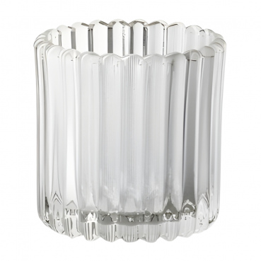 Teelichtglas, Windlicht mit Rillenstruktur, klar, 75 mm