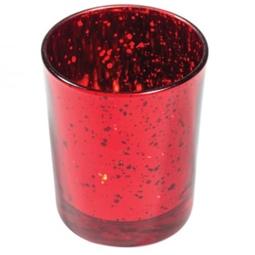 Teelichtglas in Rot verspiegelt, 67 mm